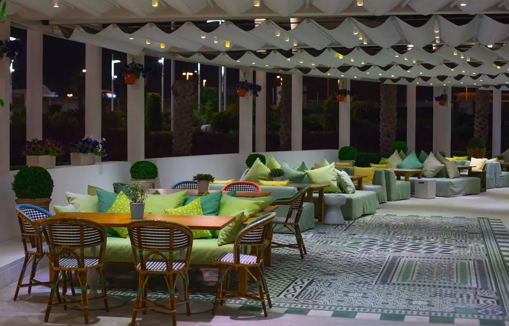 Restaurant dining area where guests order by scanning a table QR code